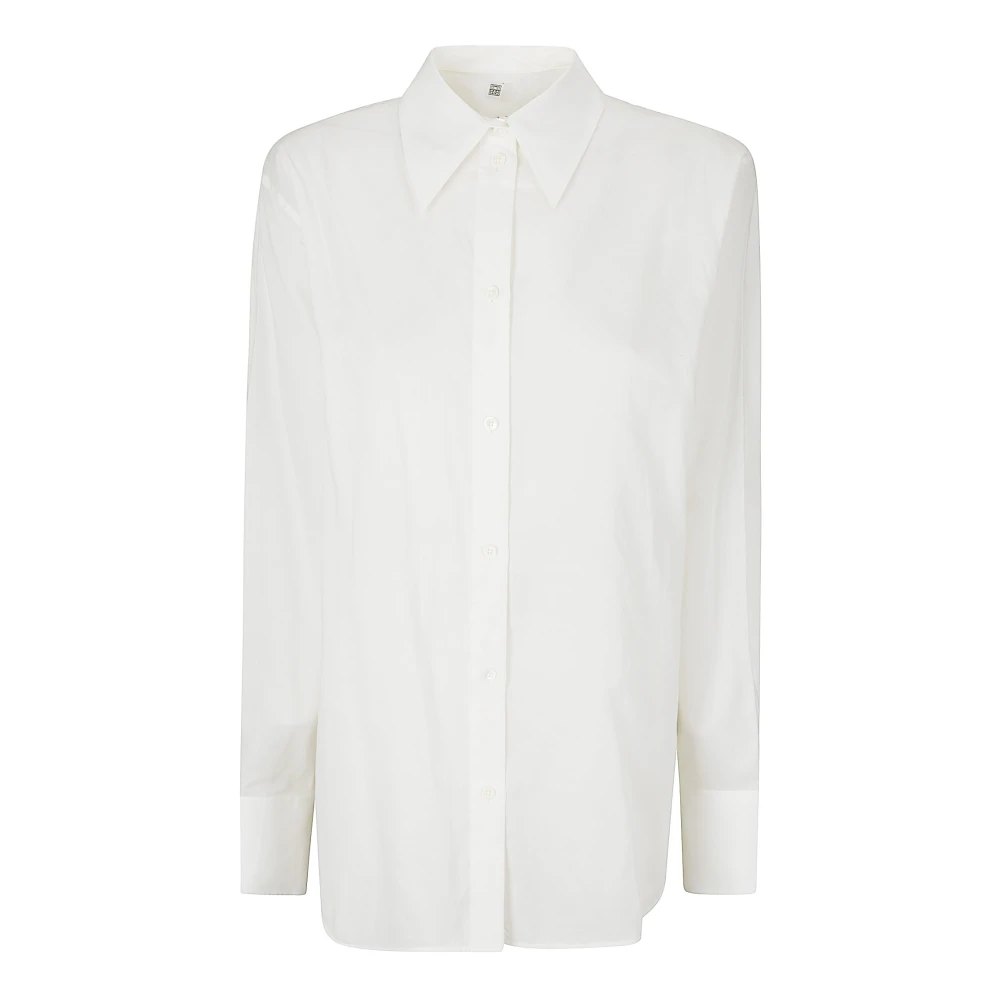 TotêMe Witte Semi-Transparante Shirt met Rechte Kraag White Dames