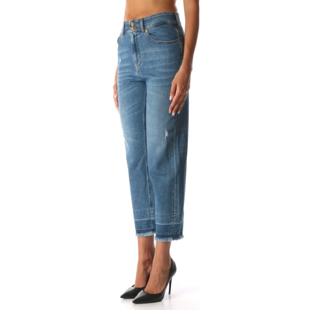 Versace Jeans Couture Hoge kwaliteit Cropped Jeans voor vrouwen Blue Dames
