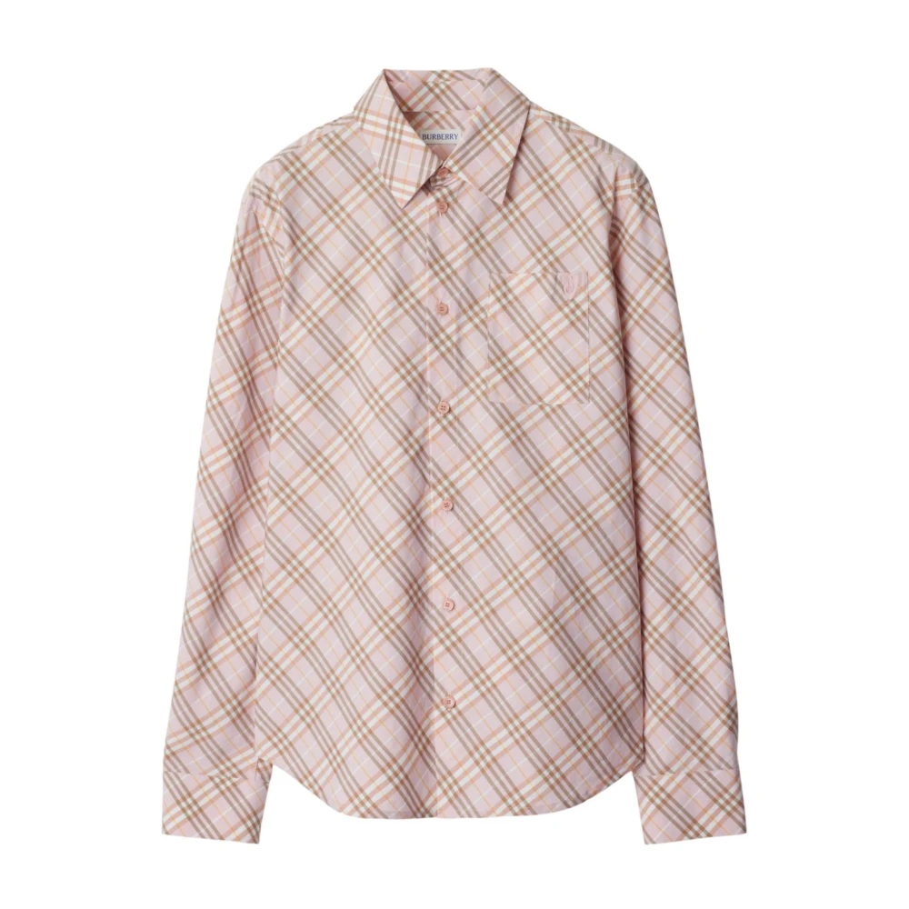 Burberry Katoenen Geruite Overhemd Lange Mouw Beige Dames
