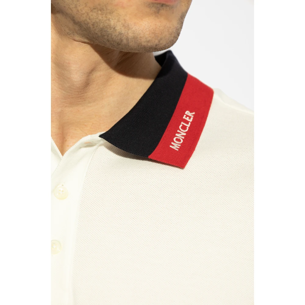 Moncler Katoenen polo met logo White Heren