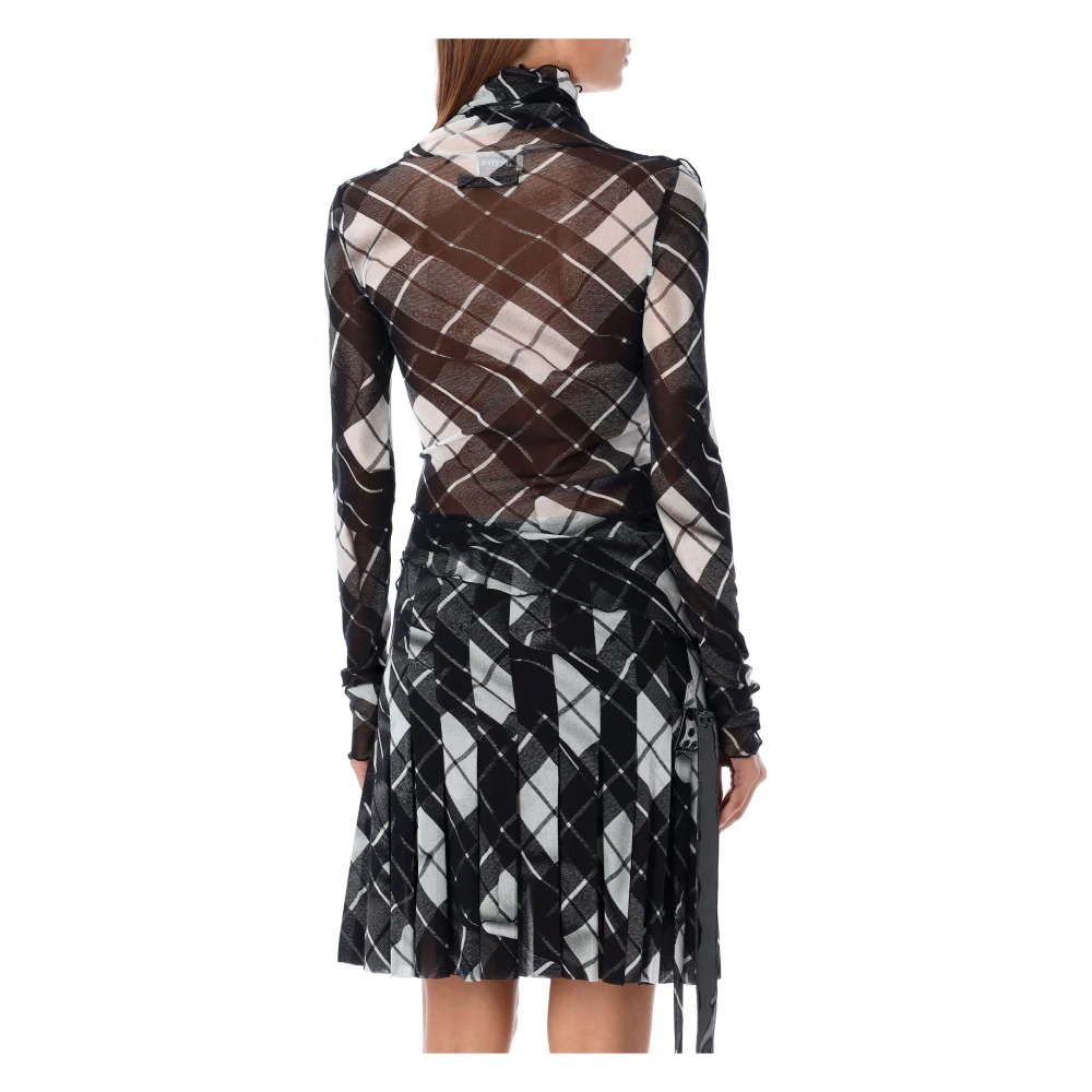 Jean Paul Gaultier Mesh gedrapeerd geruite top Multicolor Dames