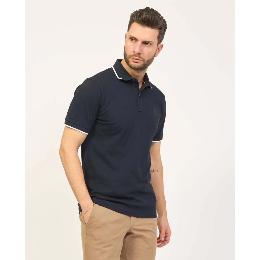 Boss Blauwe Polo Slim Fit Piqué Blue Heren