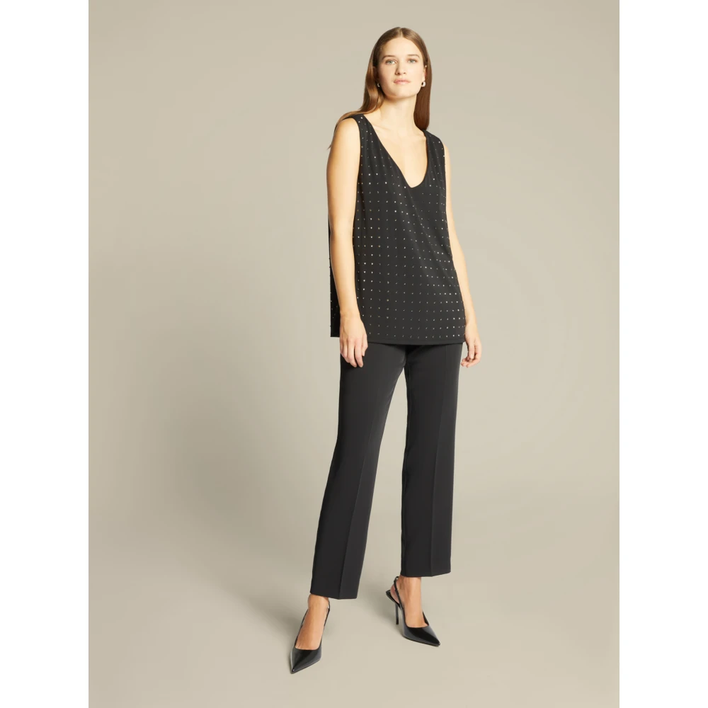 Elena Mirò Kleurrijke Rechte Broek Black Dames