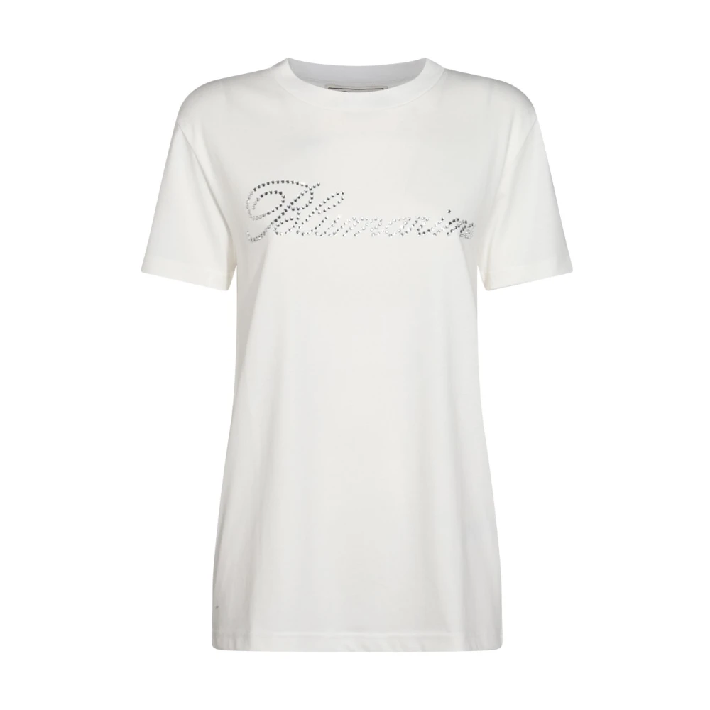 Blumarine Wit Katoenen T-shirt met Frontlogo White Dames