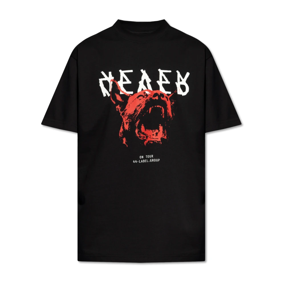 44 Label Group Katoenen T-shirt met Grafische Print Black Heren