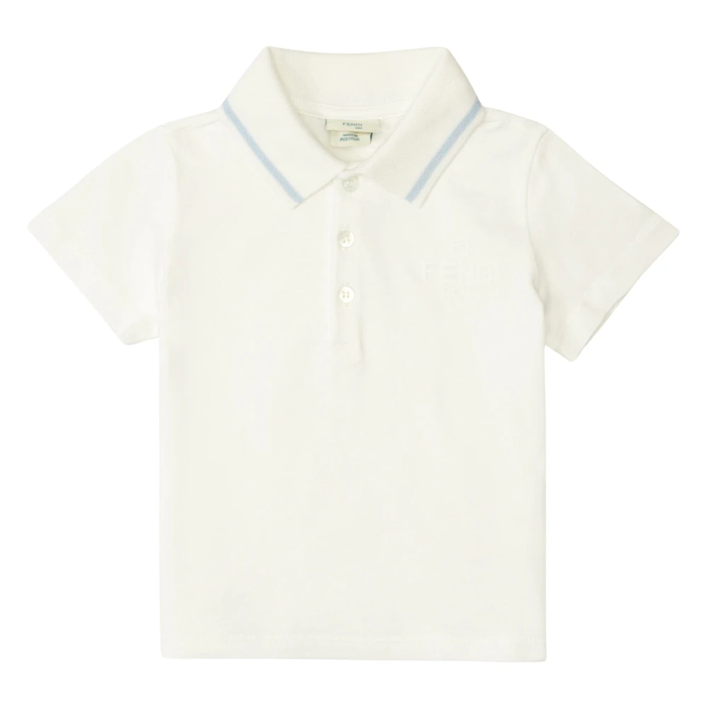 Fendi Boys White Kids Short Sleeve T-Shirts, 12 M, Jersey Polo Shirt
