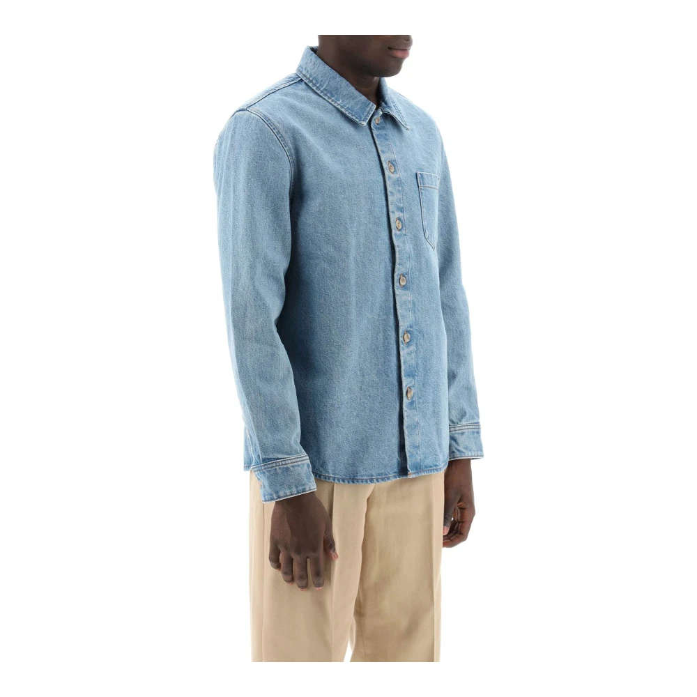 A.p.c. Blauwe Denim Overhemd met Klassieke Kraag Blue Heren