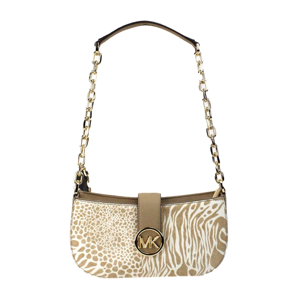 Michael Kors Haircalf Pouchette Crossbody Tas Beige Dames