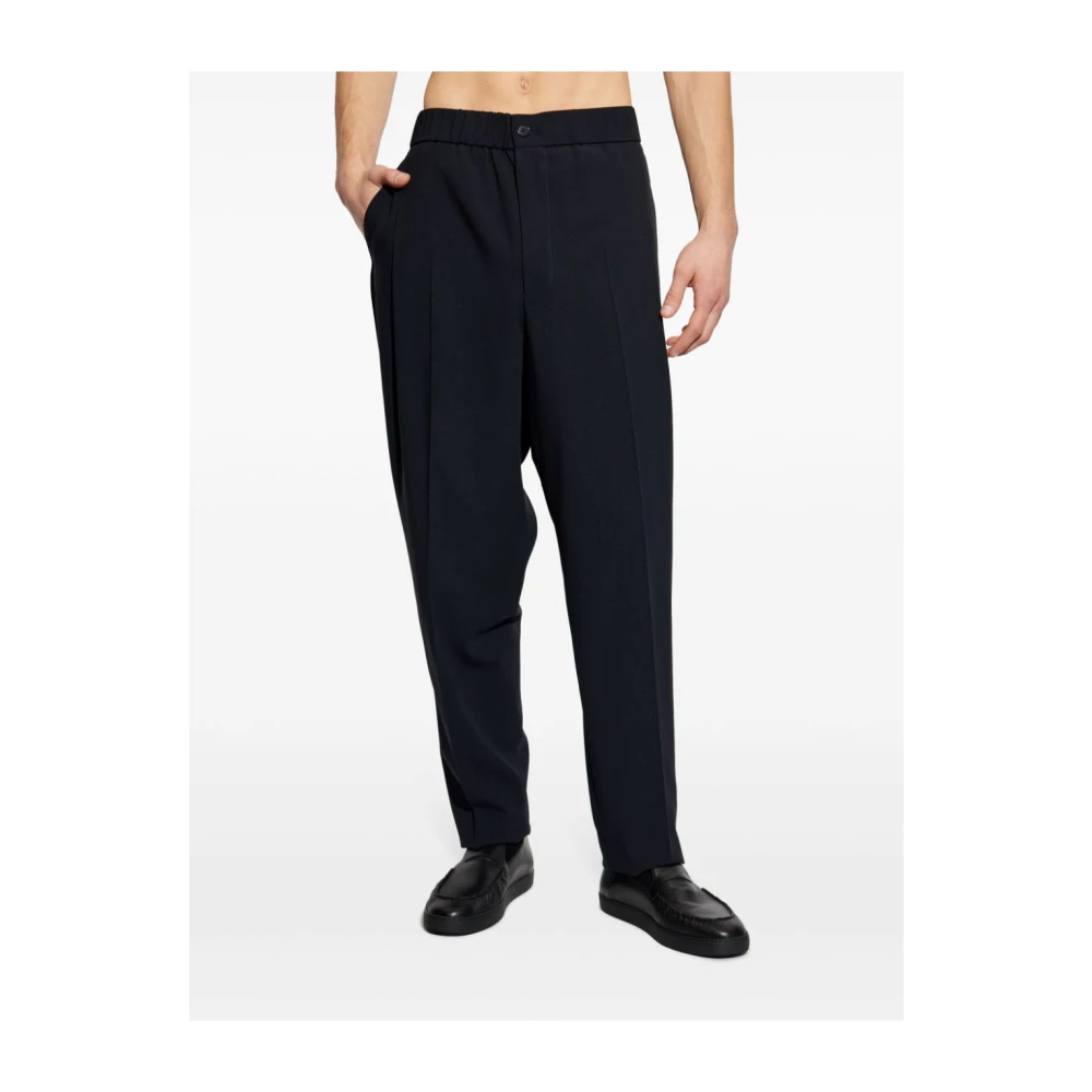 Giorgio Armani Blauwe Broek met Elastische Tailleband Achteraan Blue Heren