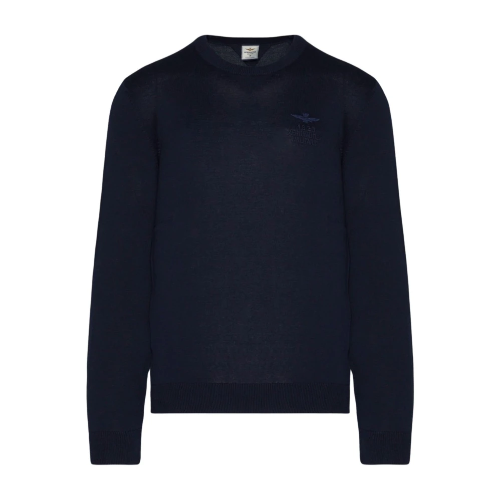 Aeronautica militare Trui met Ronde Hals Blue Heren