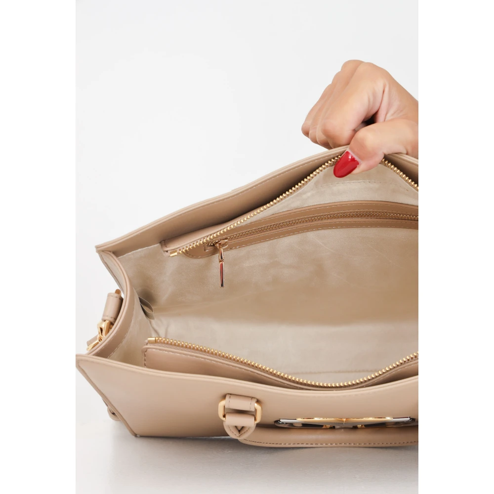 Love Moschino Beige Shopper Tas met Metalen Logo Beige Dames
