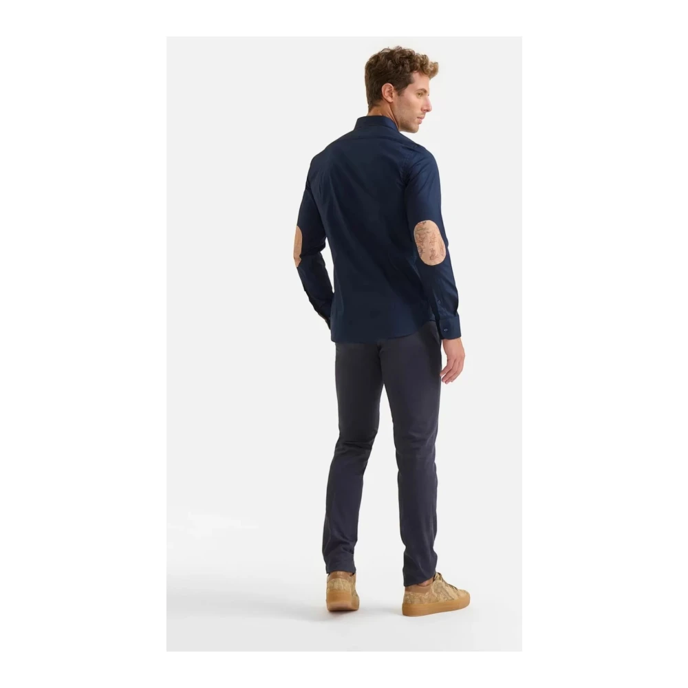 Alviero Martini 1a Classe Slim Fit Overhemd Lange Mouw Marineblauw Blue Heren