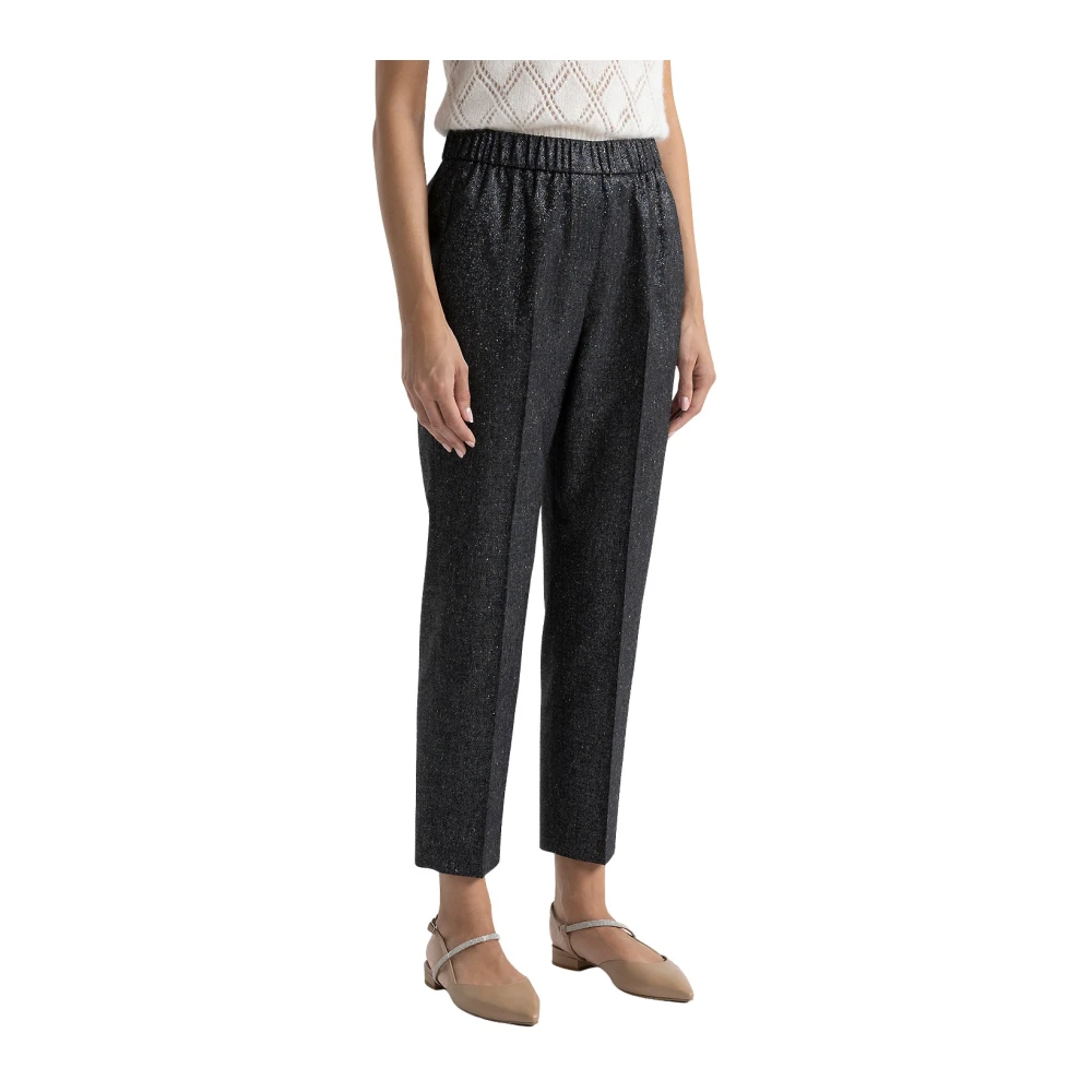 PESERICO Lurex tweed wortelbroek Black Dames