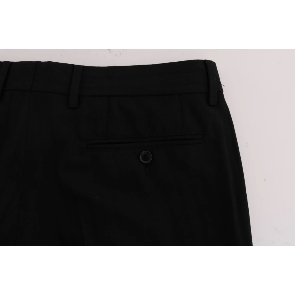 Dolce & Gabbana Elegante Zwarte Gestreepte Straight Fit Broek Black Heren