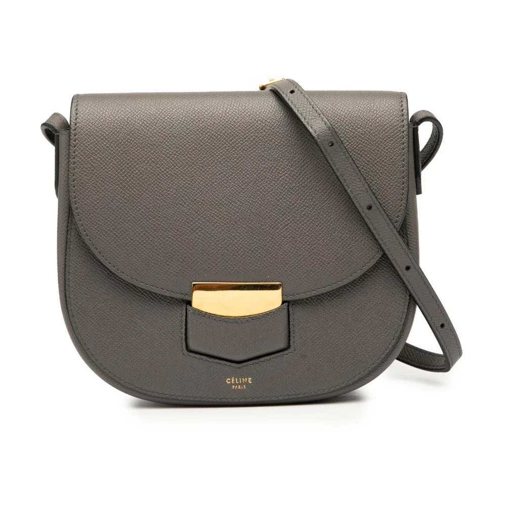 Celine Vintage Women's Gray Pre-Owned Leather Shoulder Bag