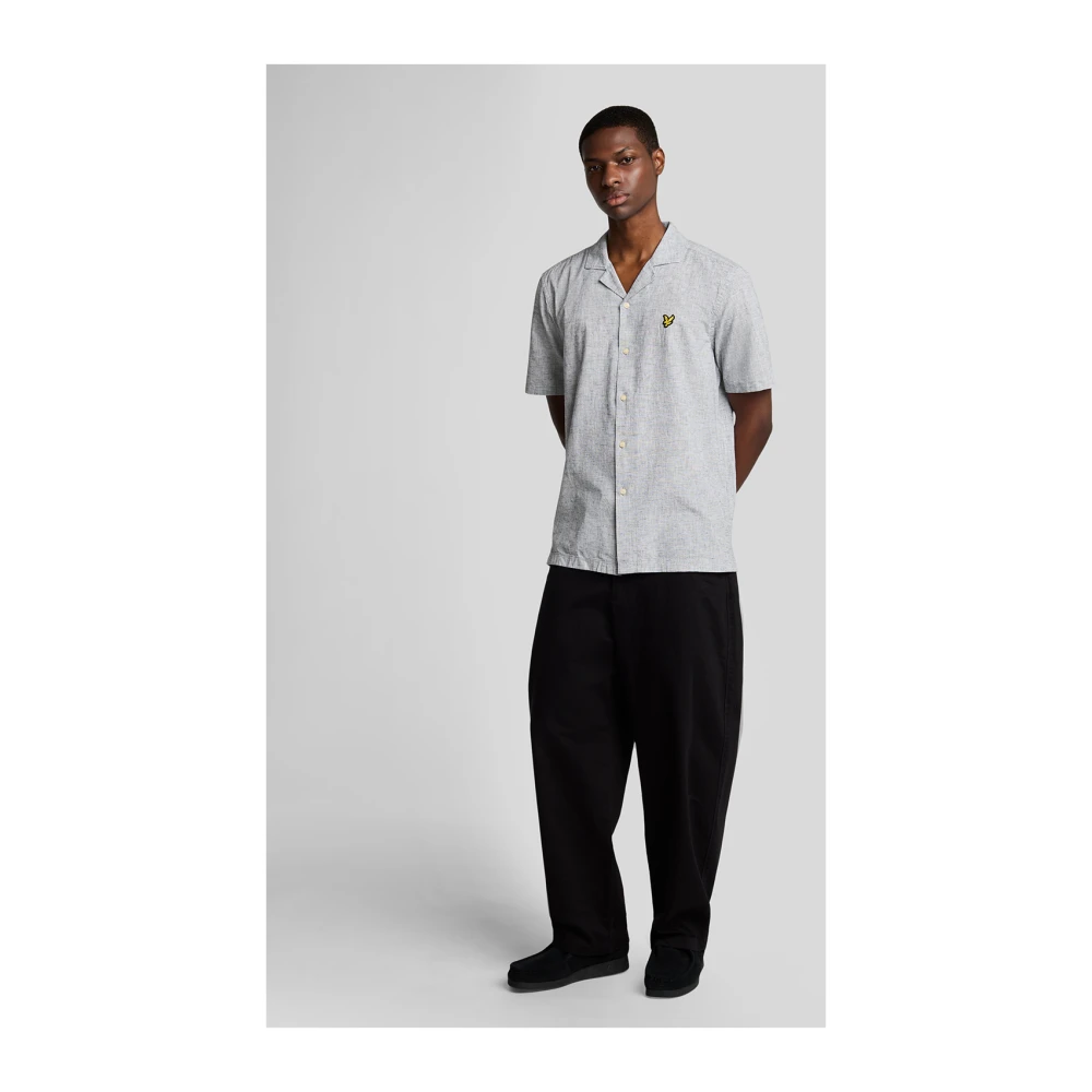 Lyle & Scott LS Geweven Overhemden Linnenmix Oxford Revere Overhemd Gray Heren