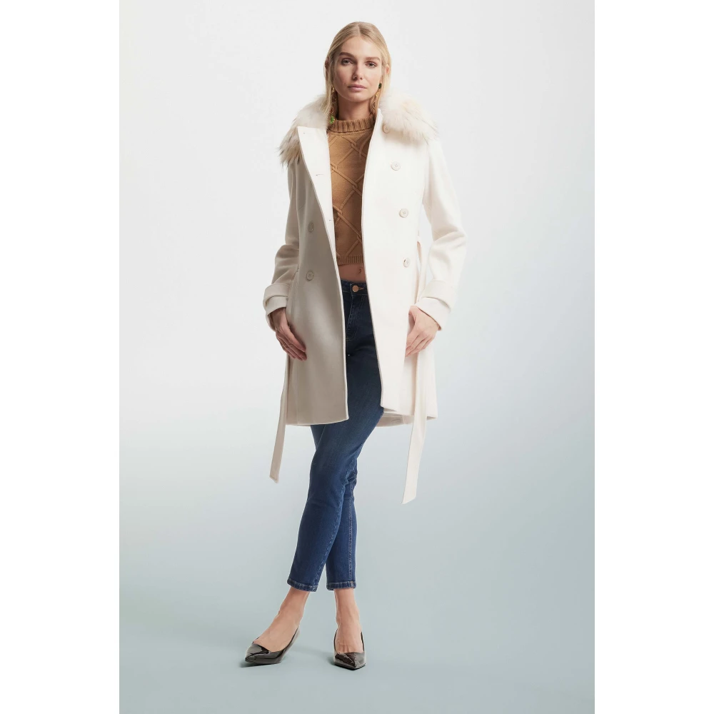 Kocca Jas met bontkraag Beige Dames
