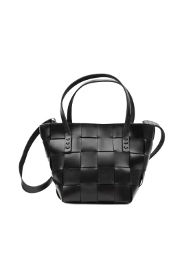 Svart Vävd Läder Mini Tote