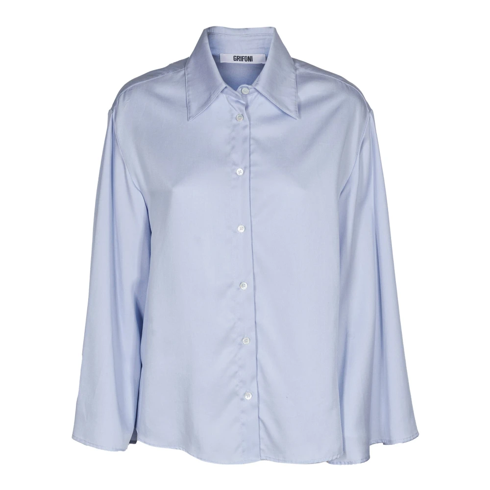 Mauro Grifoni Damesblouse met wijde uitlopende mouwen Blue Dames