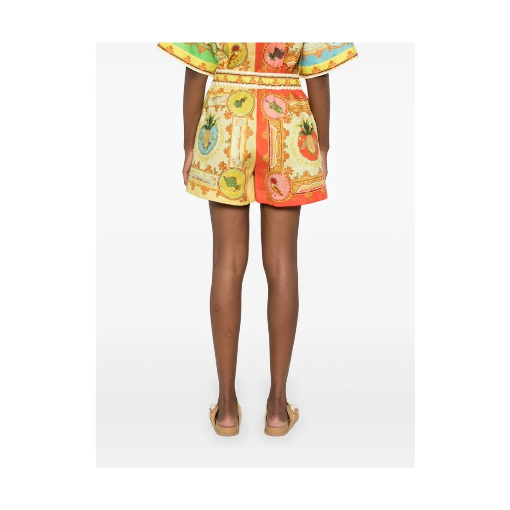 Alemais Kleur-Blok Linnen Shorts met Grafische Print Multicolor Dames