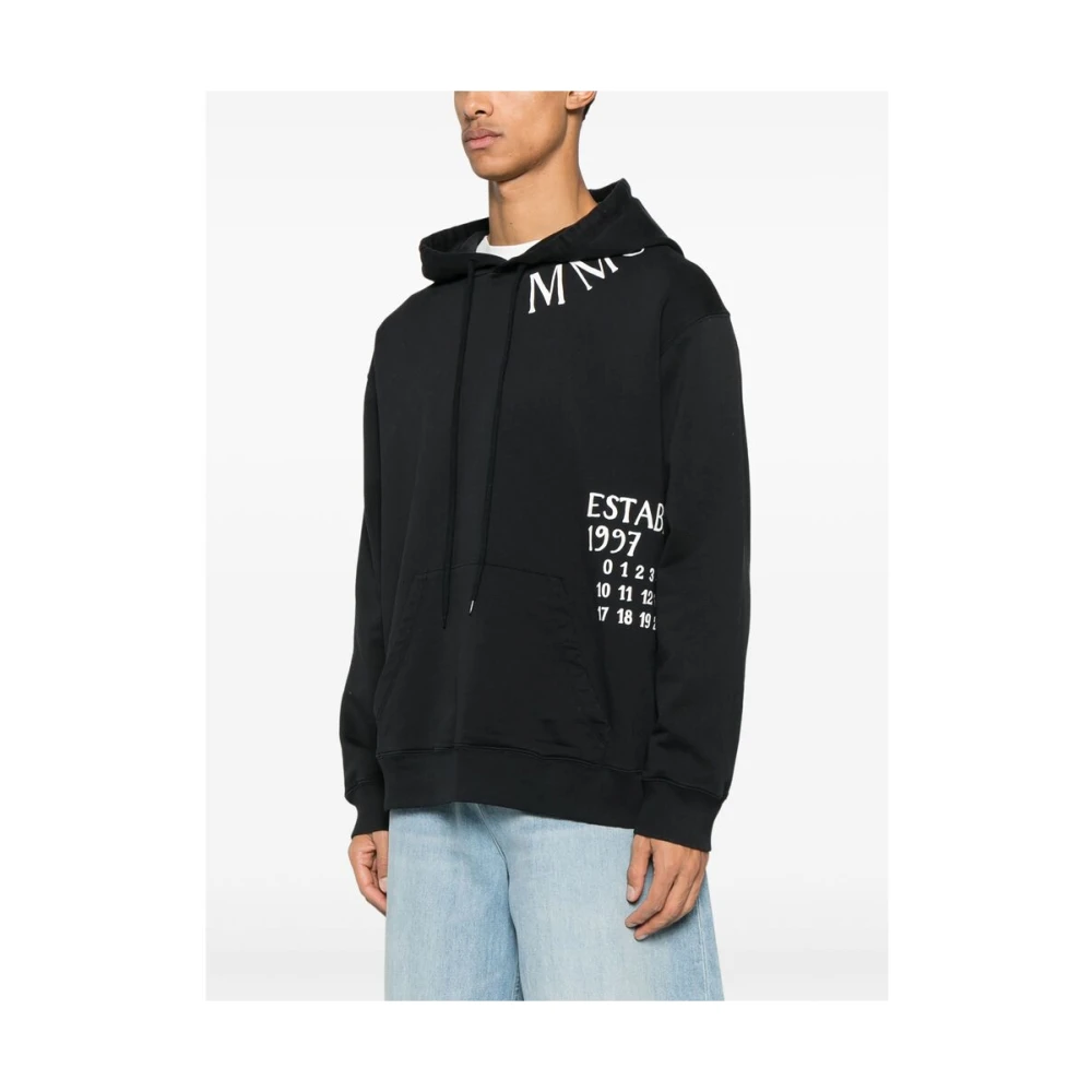 MM6 Maison Margiela Zwarte hoodie met trekkoord Black Heren