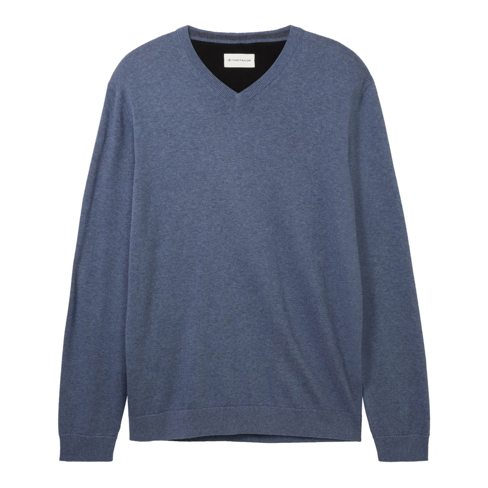 Tom Tailor Vintage V-hals Gebreid Blauw Melange Blue Heren