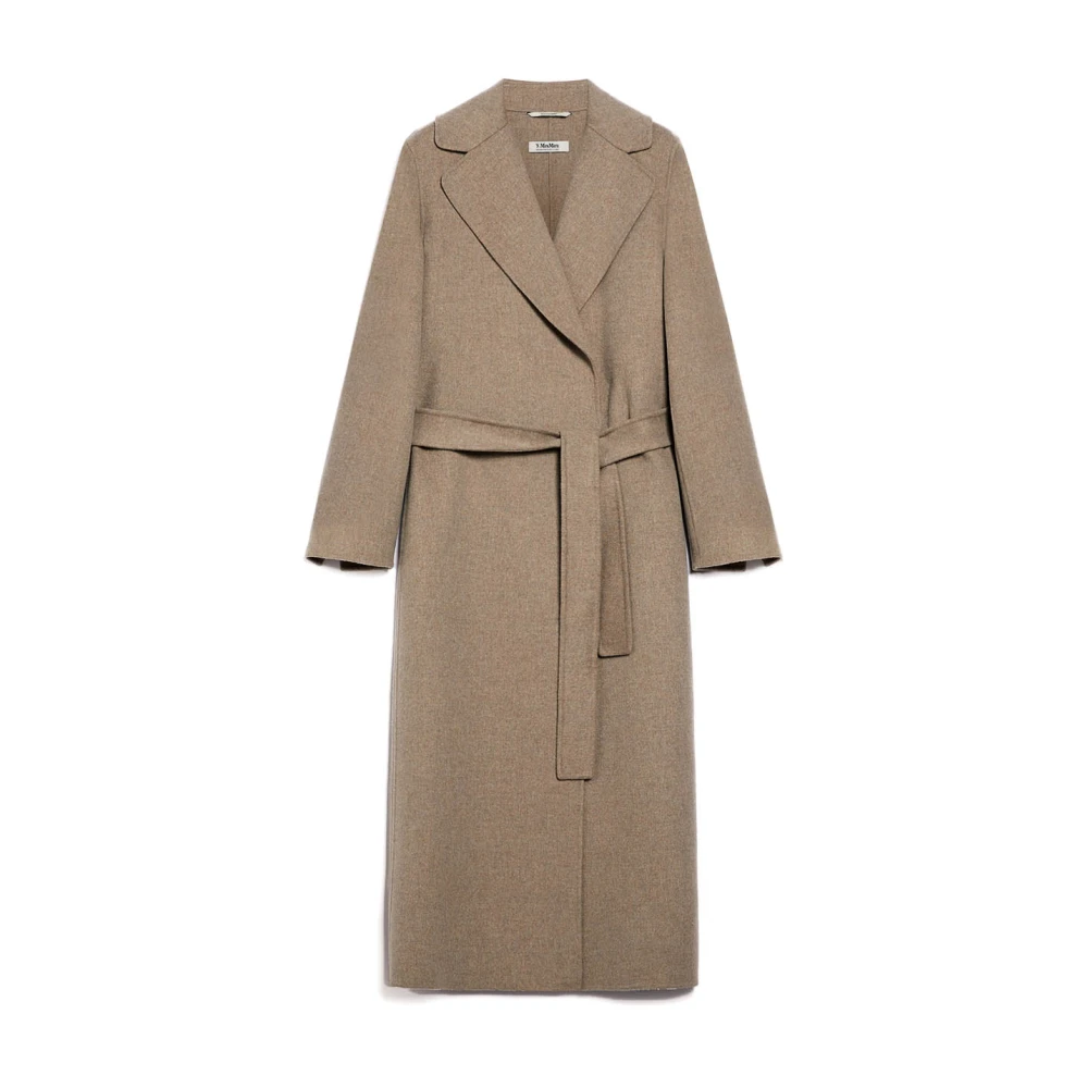 Max Mara Met de hand genaaide wollen jas met brede revers Beige Dames