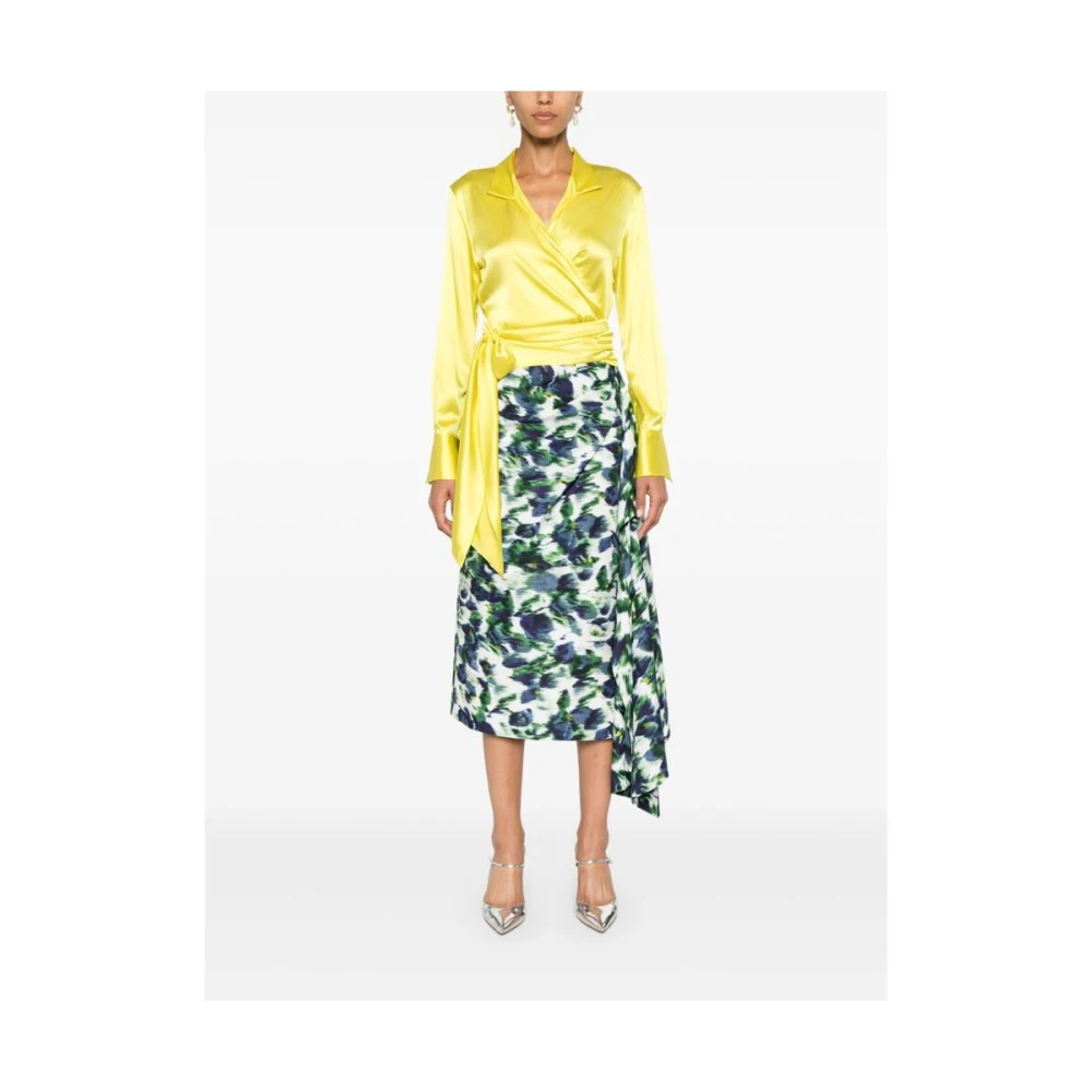 Mazzarelli Zijde Blend Omslagstijl Shirt Yellow Dames