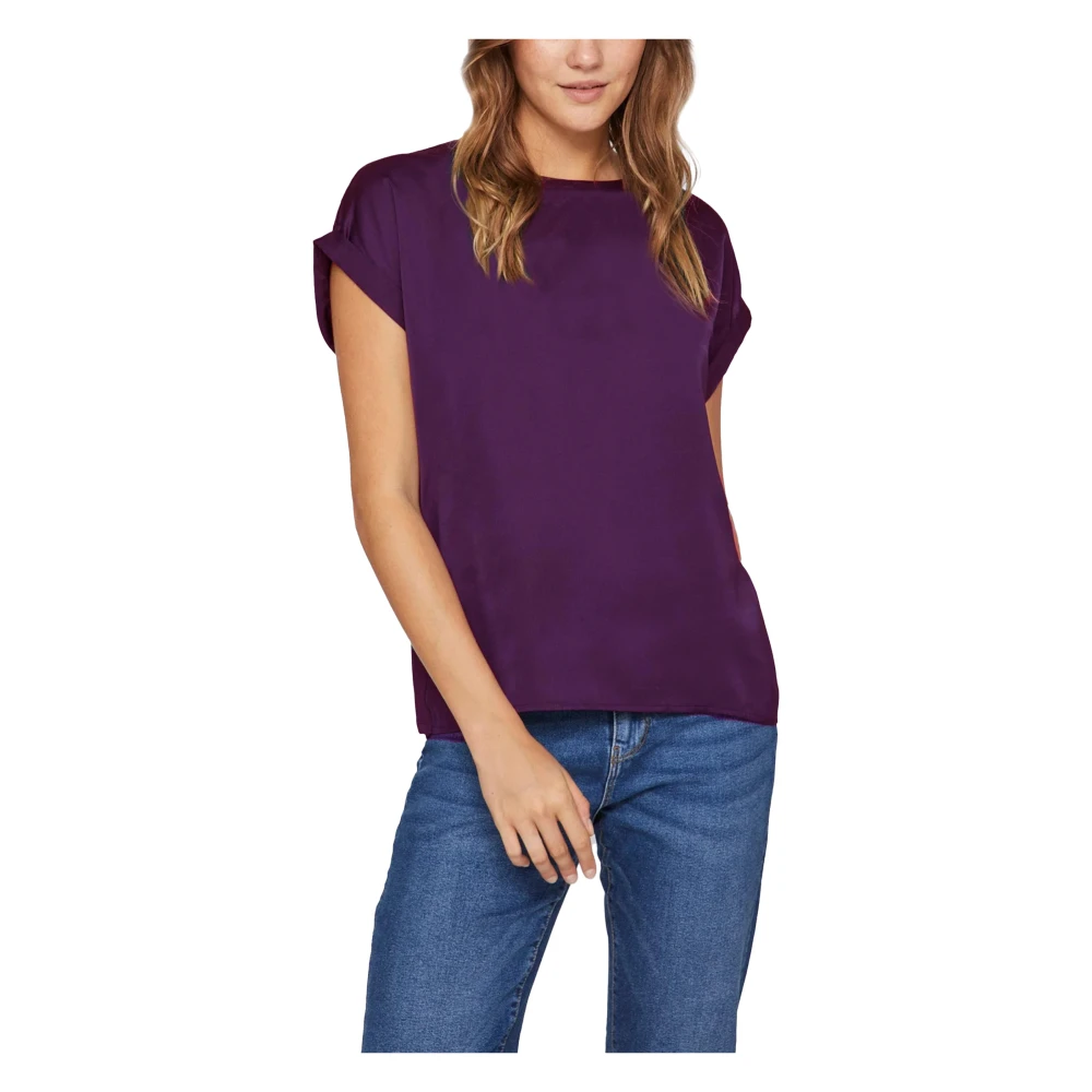 Vila Satin Top Dames T-Shirt Lente Zomer Purple Dames