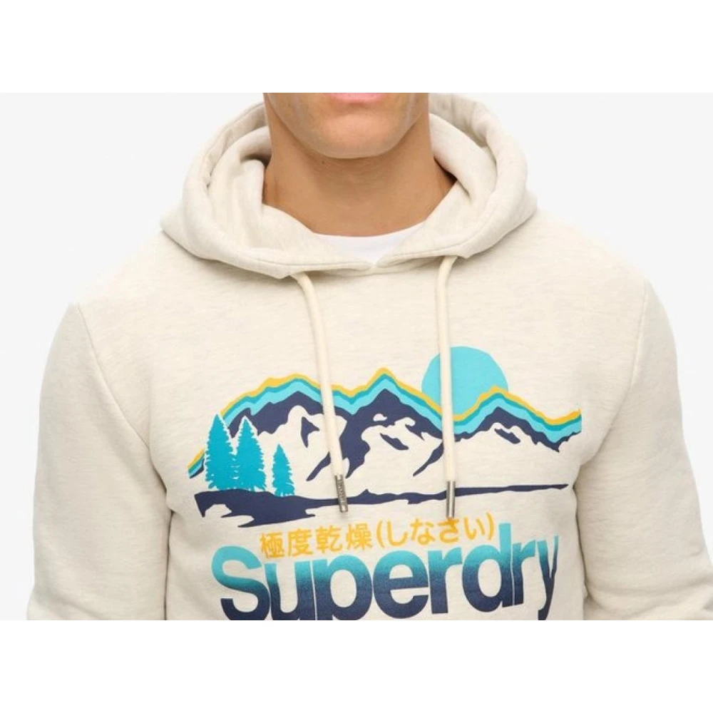 Superdry Grafische hoodies Regular Fit Grote zak Beige Heren