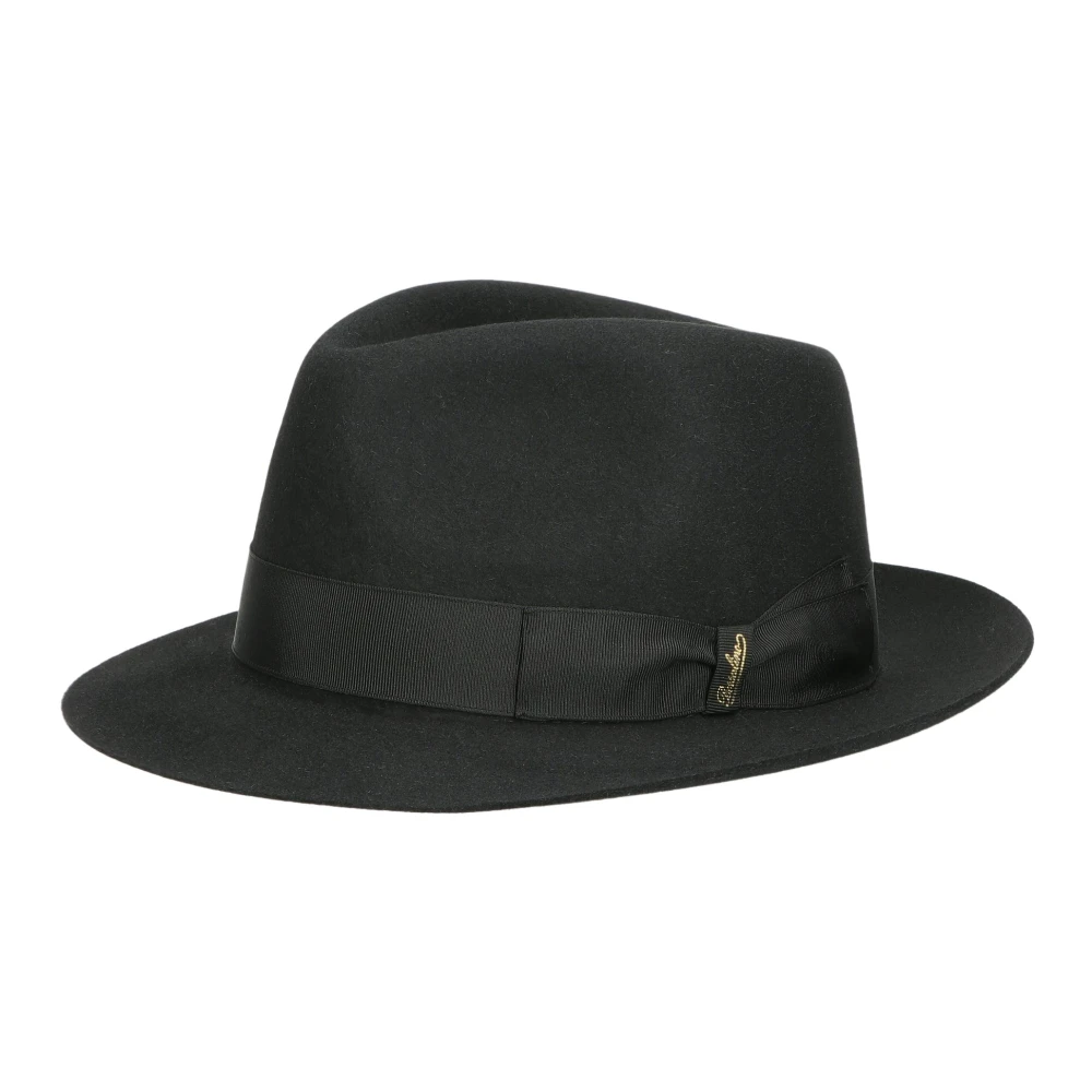 Borsalino Geborstelde Vilt Fedora Hoed Black Heren