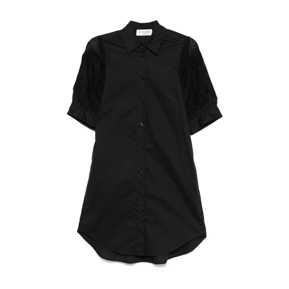 Ermanno Scervino Zwarte knoopjurk met zakken Black Dames