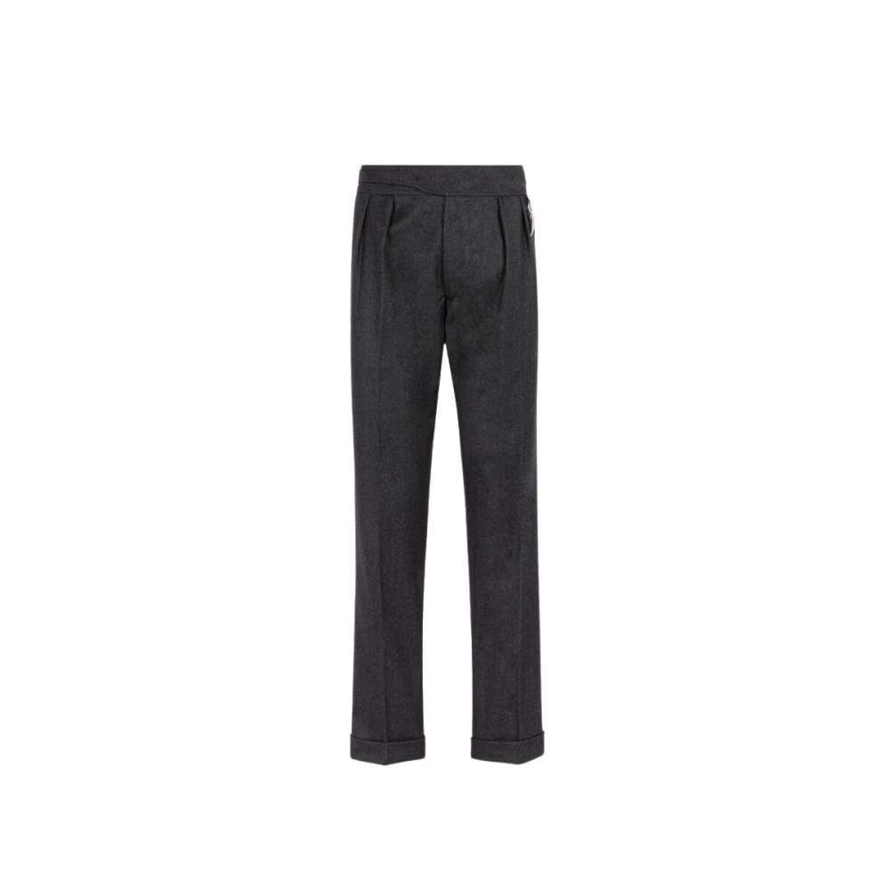 Roberto Cavalli Geplooide wollen broek met tijgertand Black Heren