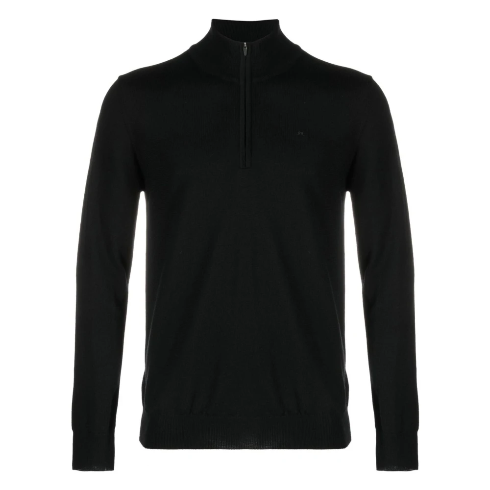 J.LINDEBERG Zwarte Wol Quarter Zip Sweater Black Heren