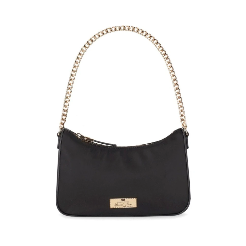 Elisabetta Franchi Zwarte schoudertas met ketting Black Dames