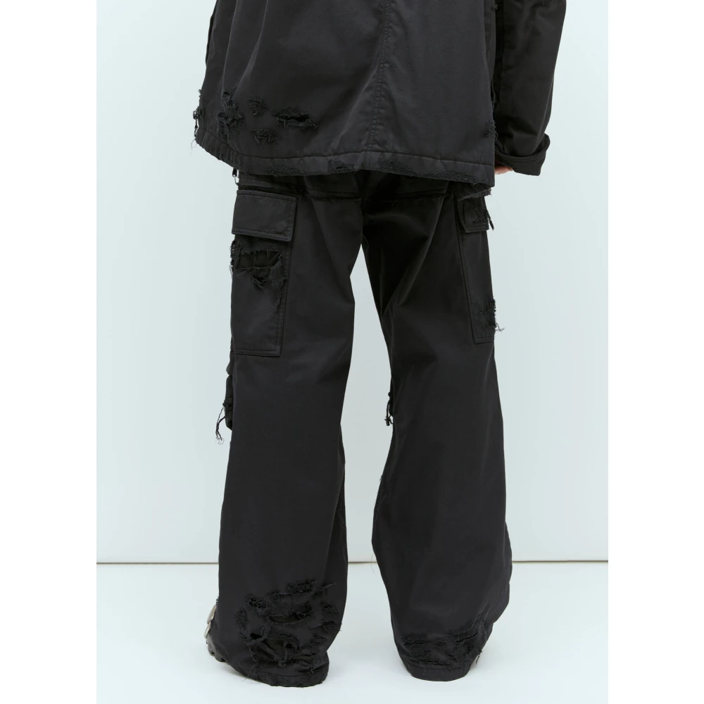 Diesel Versleten Katoenen Twill Panelbroek Black Heren