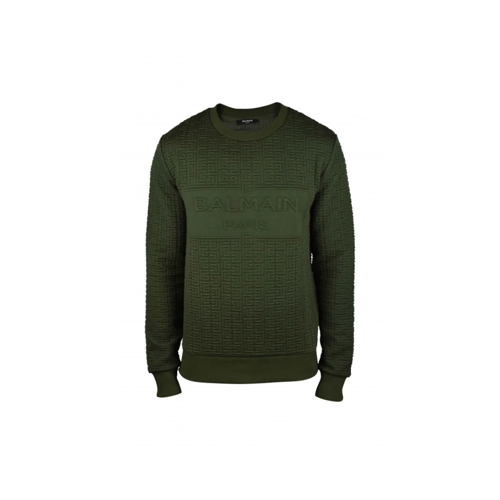 Balmain Khaki Groene Katoenen Sweatshirt Green Heren