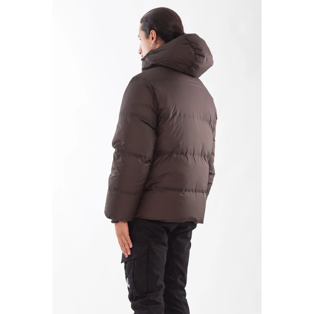 C.P. Company Gewatteerde jas met capuchon in Pertex-stijl Brown Heren