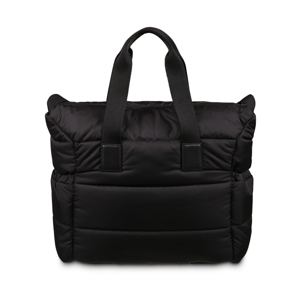 Moncler Gewatteerde Zwarte Verzorgingstas met Leren Details Black Unisex