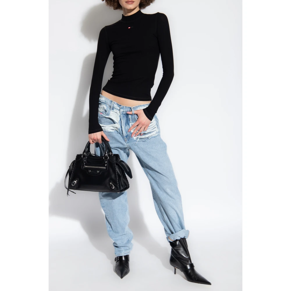 Diesel Geribbelde top 'T-Mokky-Ls-Microdiv' Black Dames