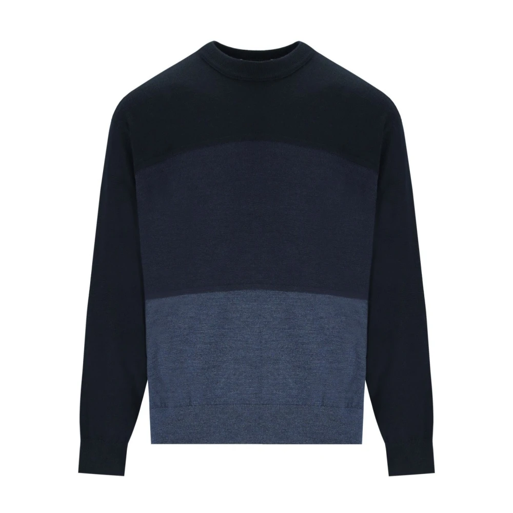 Emporio Armani Blauwe Gradiënt Wollen Trui Blue Heren