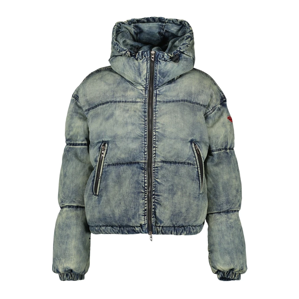 Diesel Blauwe Gewassen Katoenen Winterjas Blue Dames
