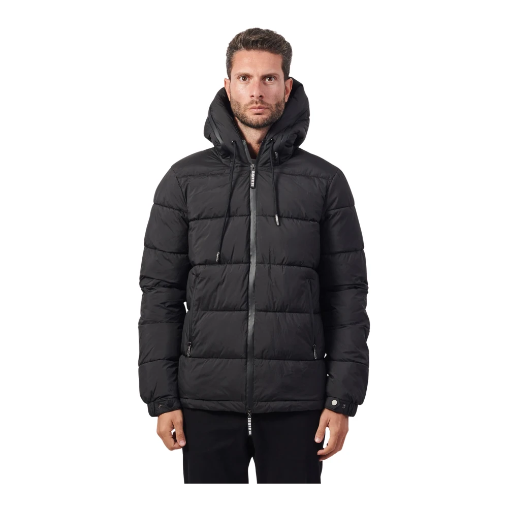 Bikkembergs Zwarte Hoodie Jas Fullzip Zakken Black Heren