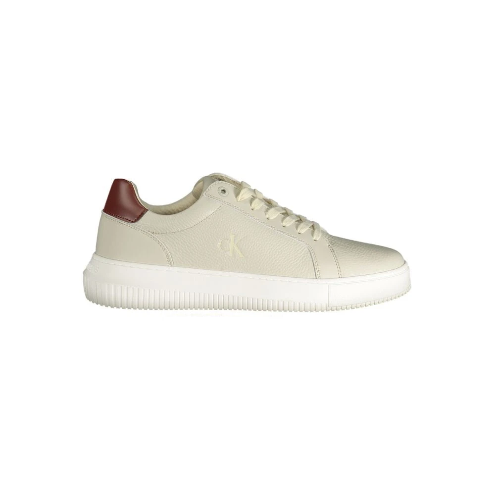 Calvin Klein Brown Leather Men Sneaker - Male - Sneakers - Beige - 11 Uk - Shoes