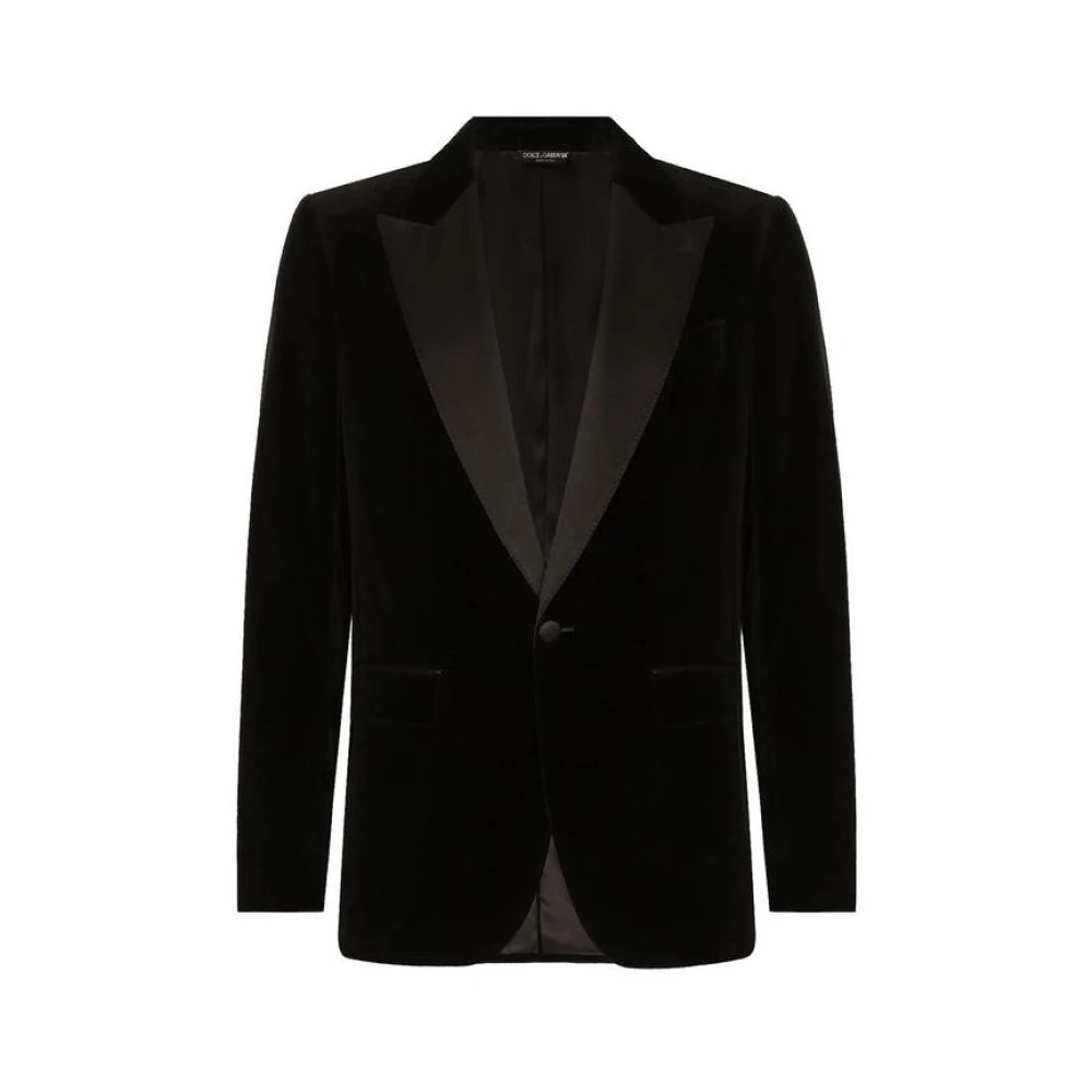 Dolce & Gabbana Men's Black Velvet Tuxedo Jacket With Peak Lapels - Blazers - Xl - Jackets