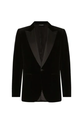 Sammet Tuxedo Jacka med Peak Revers