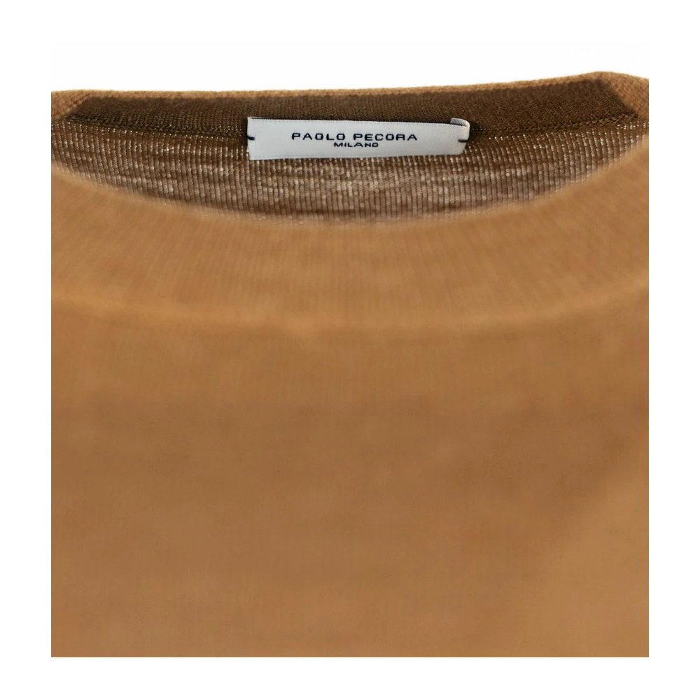 Paolo Pecora Bruine Crew Neck Sweater Regular Fit Brown Heren