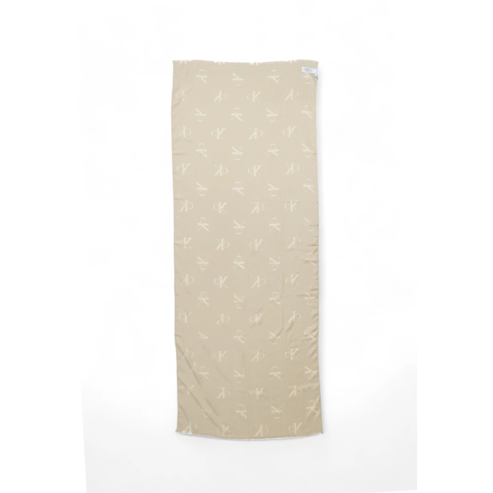 Calvin Klein Beige Plain Modal Polyester Sjaal Beige Dames