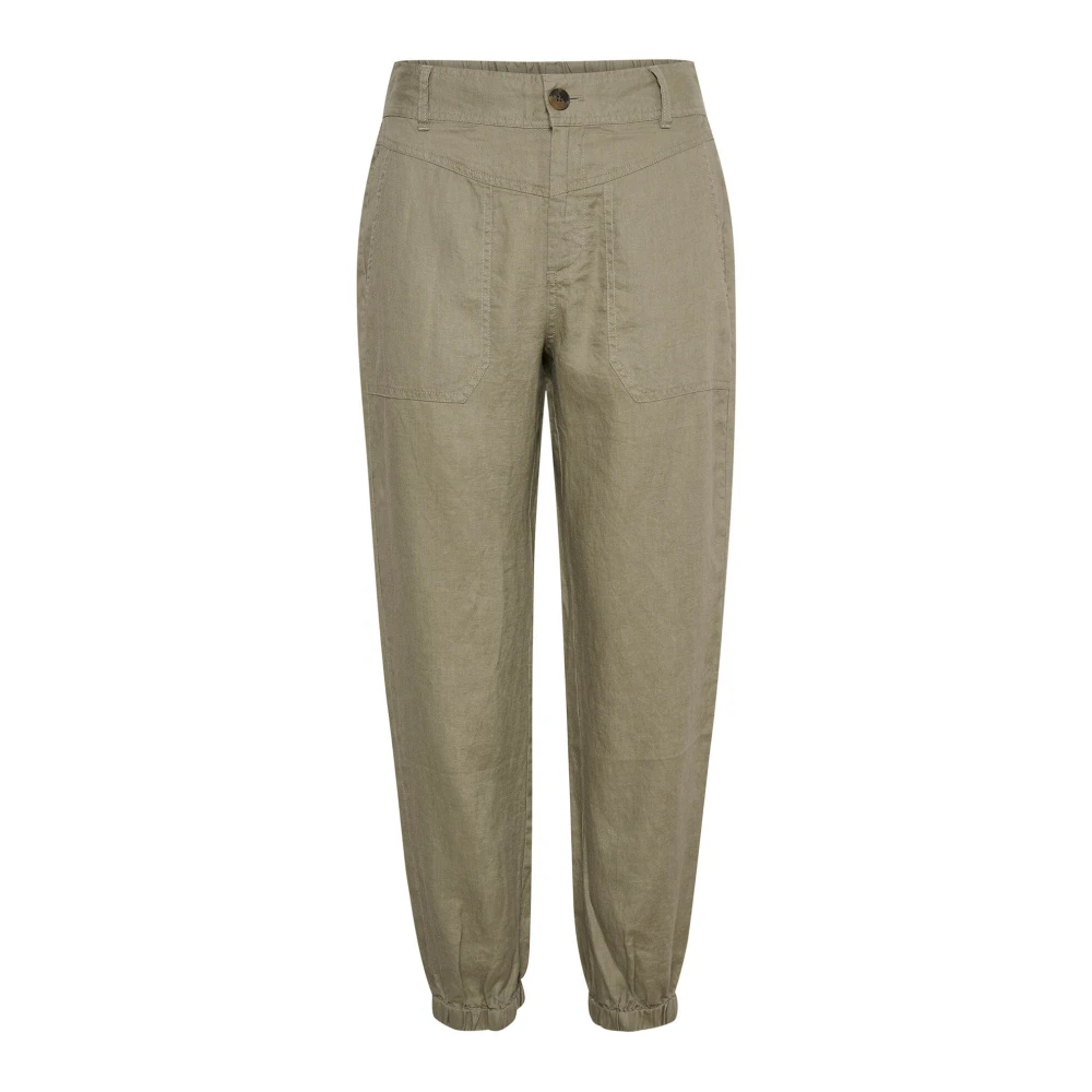 Part Two Women's Green Vetiver Linen Trousers