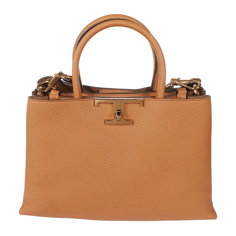 TOD'S Kenya Leren Tas met Twist Lock Brown Dames